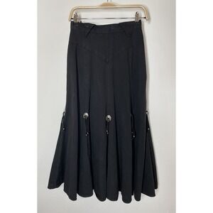 VTG Circle T Western Skirt Conchos Black Skirt Marilyn Lenox SZ 9/10 (Faded